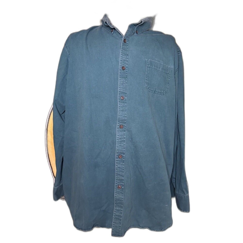 Vintage Croft And Barrow Teal Chamois Button Up Longsleeve Shirt